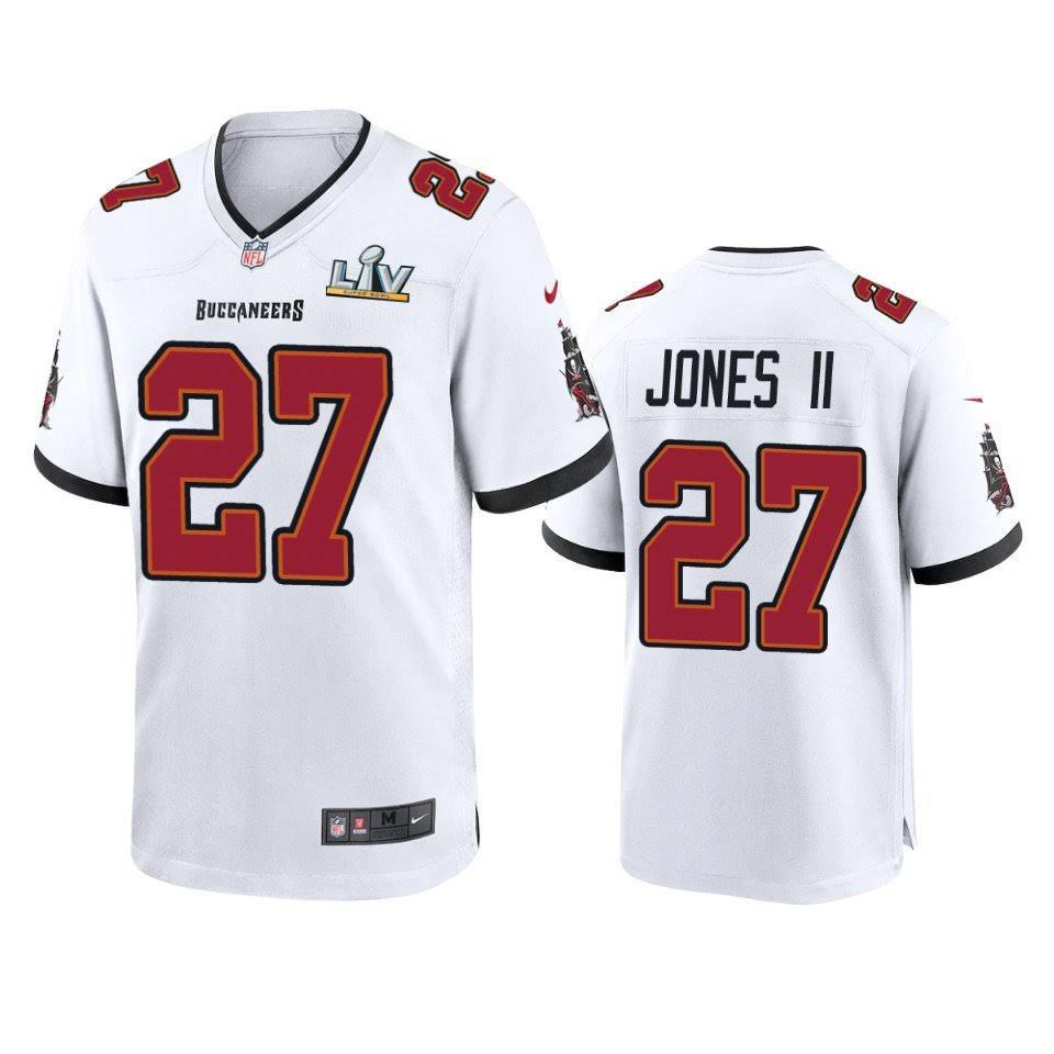 Men Tampa Bay Buccaneers 27 Ronald Jones II Nike White Super Bowl LV Game NFL Jersey